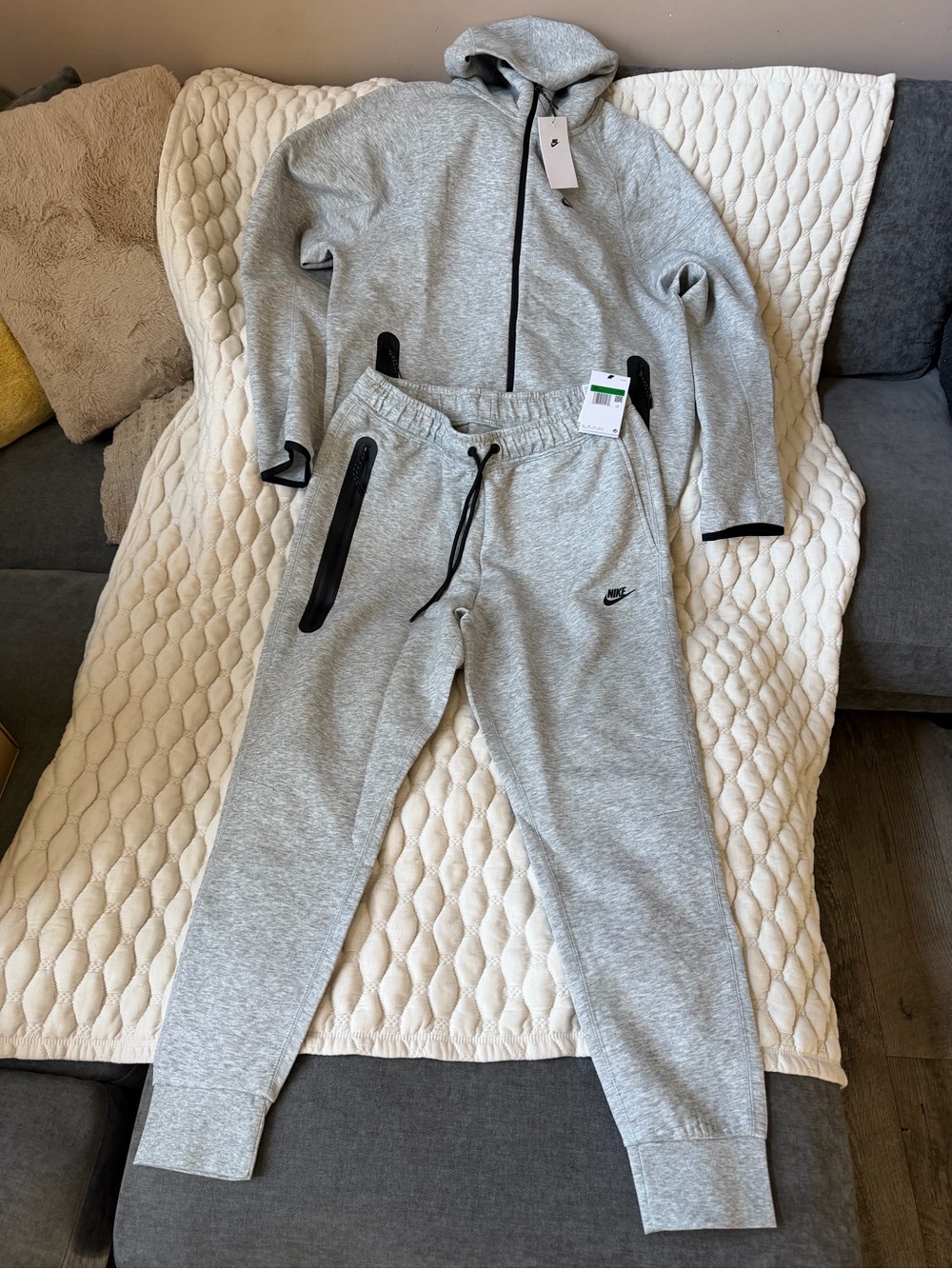 Nike Light Gray Tech Fleece Hoodie & Joggers Set